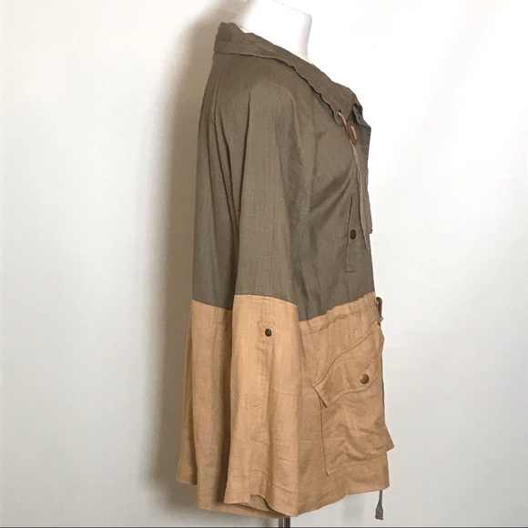 BLU PEPPER Linen Blend Colorblock Jacket - Picture 6 of 10